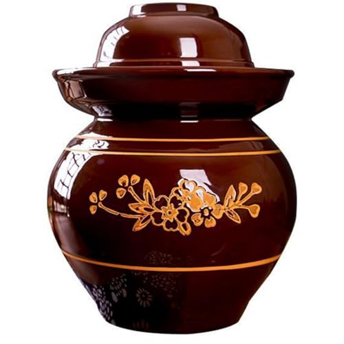 BDMRY Tarro de Fermentación de Olla de gres, Tarro para Pepinillos, Tarros con Tapa para Aceitunas, Tarro de Fermentación o Decapado,Jarrón de Barro,Tarro para fermentar c 3L