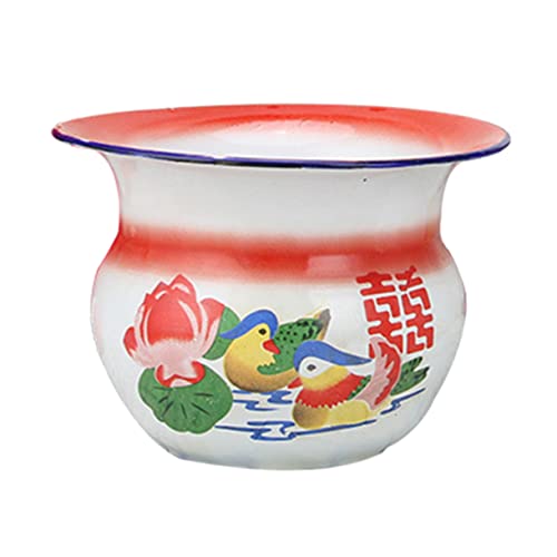 GANAZONO 1 Pieza Orinal Portátil de Esmalte Retro con Diseño Único Cubo de para Doméstico Práctico y Conveniente para Adultos