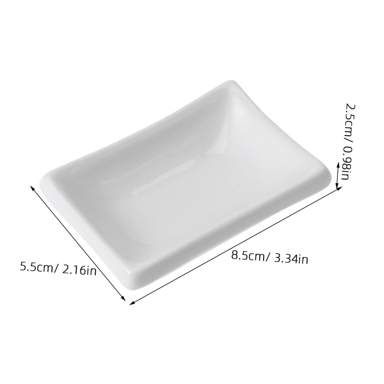 SOLUSTRE 2Pcs Pure White Ceramic Snack Serving Tray Rectangular Soy Sauce Dish for Dips and Condiments Appetizer Plates for Everyday Use and Gatherings