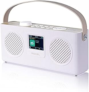 ROXEL RDR-80 Multi-functional FM & DAB/DAB+ Radio | Bluetooth Speaker | USB Playback, Mains and Battery Powered | Bedside Alarm Clock with Sleep Function, Colourful display (White & Cappucino)