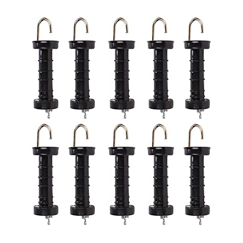 Trintion 10 Pack Electric Fence Handles Insulated Spring Tension Gate Handle for Fencing Black