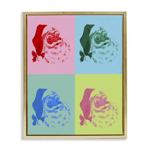 Pop Style Santa Holiday Plaid, 17 x 21 Inch Canvas in Floater Frame
