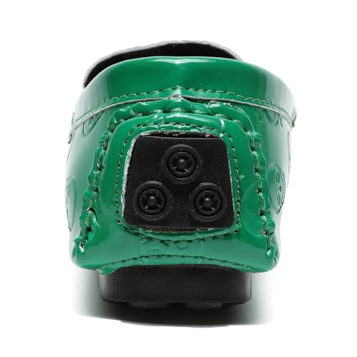 Men's Penny Loafers Patent Leather Skull Pattern Loafers Slip-On Driving Moccasins with Gold Skull Buckle Accent Boat Casual Dress Shoes3