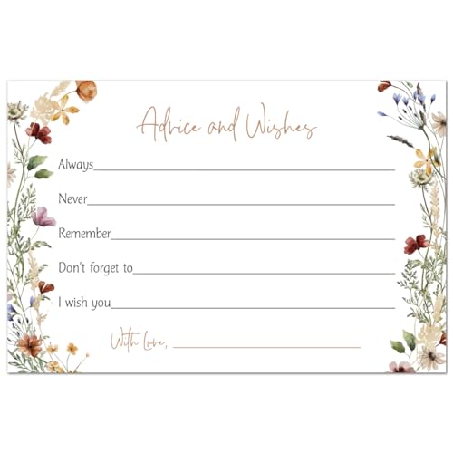 InvitationHouse Boho Floral Wedding Bridal Advice Cards - - 48 Cards