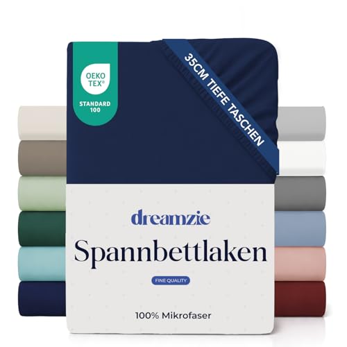 Dreamzie - Spannbettlaken 135x190cm - 100% Mikrofaser - 35cm hoher Steg – Ansicht 1