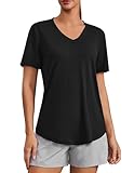PINSPARK Workout Tops for Women Short Sleeve V Neck Moisture Wicking Gym Shirts Quick...