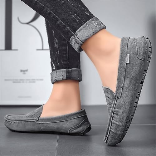 Fashion Prom Slip-ons Men's Loafers Round Toe Breathable Suede Vamp Driving Shoes Lightweight Anti-Slip Flexible2