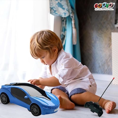 Image of Remote Control Car Toy, Blue Sports Car with LED Lights, RC Vehicle with Controller