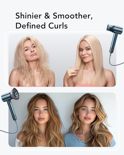 iDOO Hair Dryer with Diffuser for Women, 1600W Blow Dryer for Curly Hair with 110,000 RPM High-Speed & 200 Million Neg Ions, Travel Hairdryer Blowdryer, Secadora de Pelo para Mujer, Secador de Pelo