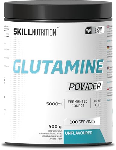 Poudre de L-glutamine SKILL Nutrition de 500 g pure sans sucre