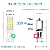 CHEERBEE G9 LED Bulbs Dimmable, Cool White 6000K, 3W G9 LED Light Bulb, 28W, 33W, 40W Halogens Equivalent, AC 220-240V, 345LM, CRI>85, Mini Capsule Bulb for Chandelier, No Flicker, 5 Pack - Image 3