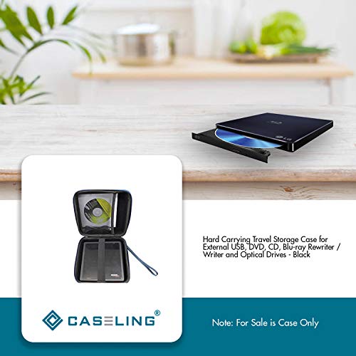 Caseling Hard Case - 7.2"x7.2"x2.2" - for External USB, DVD, CD, Blu-ray Rewriter/Writer and Optical Drives - Portable Carrying Travel Storage Case - EVA ProtectionBlack