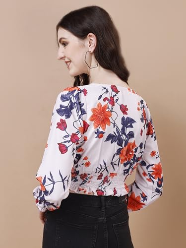 Image of Wedani Women's Casual Foral Print Puff Sleeve Regular Top