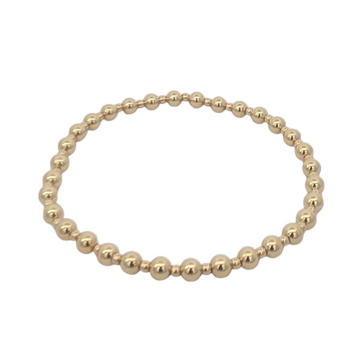 Anela 14kt Gold Filled Beaded Bracelet | Tarnish-Free | Alternating 4mm & 2mm Beads | Stylish Everyday Jewelry