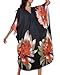 JILUVIN Kaftan Dresses for Women Plus Size V Neck Caftans Long Batwing Sleeve Beach Cover Ups Summer Floral Print Dress (Orange Green Floral,One Size)