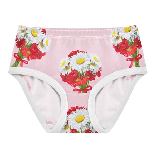 Bouquets Daisies Red Flowers Pink Toddler Girls Underwear 2t Cotton Panties for Girl Pattern Briefs Kids Undies