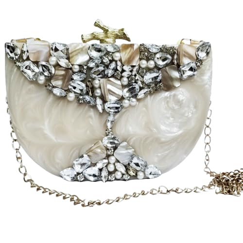 tz handicraft my manufacture resin finish product all itams crate me Bags & Luggage Clutches ClutchesAcrylic White Golden Resin gums Clutch with crossbody strap Clutch gums for wedding-picture-54
