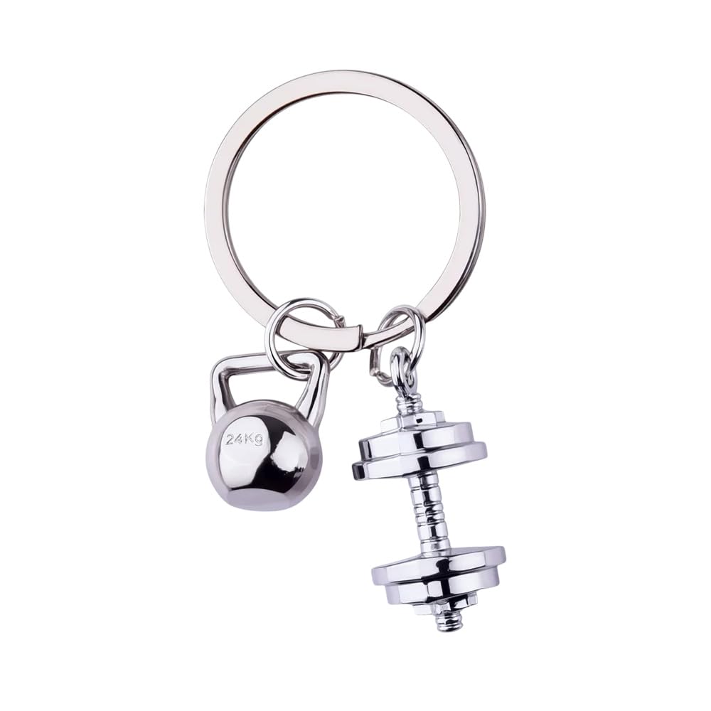 Dumbbell Kettlebell Key Ring Gifts for Fitness Lovers Best Friend Xmas Christmas Gifts for Bodybuilders Gym Fitness Gifts for Boyfriend Girlfriend Inspirational Gifts for Women Men Gym Keyring