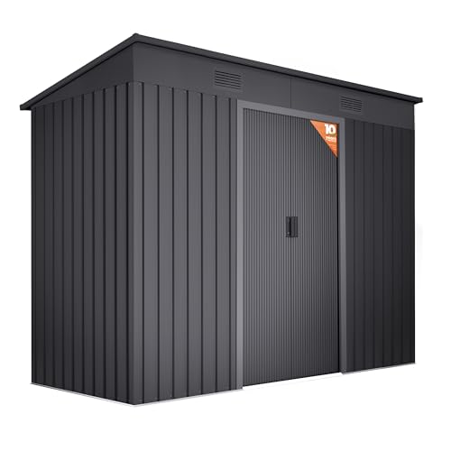 Wasabi - Gartenhaus Metall 3,14m2 Light Anthracite – 238x130x202cm - Doppelte Schiebetür - Lüftungsgitter – Flachdach - Geräteschuppen – Gerätehaus Outdoor Wetterfest - Anthrazitgrau Wasabi - Gartenhaus Metall 3,14m2 Light Anthracite – 238x130x202cm - Doppelte Schiebetür - Lüftungsgitter – Flachdach - Geräteschuppen – Gerätehaus Outdoor Wetterfest - Anthrazitgrau
