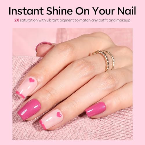 Image of modelones Glitter Gel Nail Polish Pastel Hot Pink Glitter Gel Nail Polish Soak-Off UV Gel Polish - 28+ Days Long-Lasting Salon-Quality Nail Art DIY Manicure & Gift 15ML
