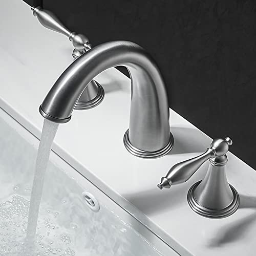Robinets 3 trous pour lavabo laiton eau chaude froide gris
