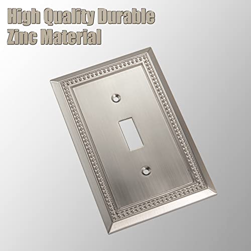 Image of Sunken Pearls Heavy Duty Decorative Wall Plate Switch Plate Outlet Cover (Single Toggle, 3 Pack, Satin Nickel)