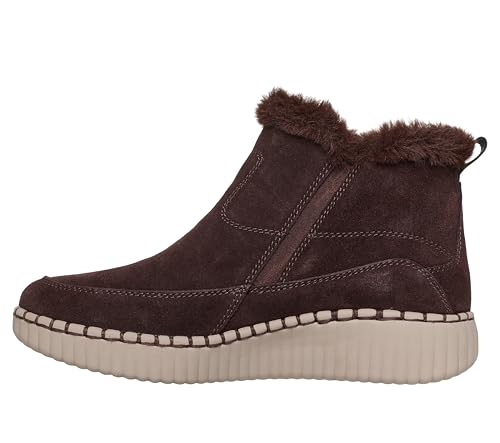 Skechers Skechers Women's WILSHIRE BLVD - FRESH ZIP, Side zip mid bootie with faux fur collar, Dark Brown, 7M