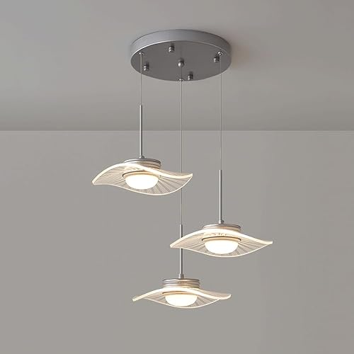 Miniatura 8 de 3 Lights Dining Room Pendant, Modern Kitchen Island Pendant Adjustable Suspension Ceiling Light, 30W Tri-Colour Variable Light Source Adjustable