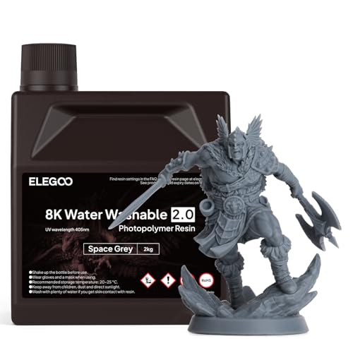 Image of ELEGOO 8K Water Washable Resin 2.0, 3D Printer Resin Space Grey 2000G