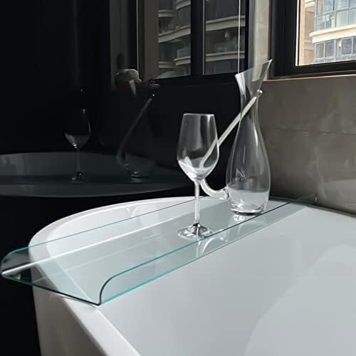 Clear Acrylic Bathtub Tray Caddy – Luxury Bathroom Organizer with Phone Bracket, Waterproof & Anti-Fall, Nordic Style, Multi-Function Tub Shelf，Clear 29.5