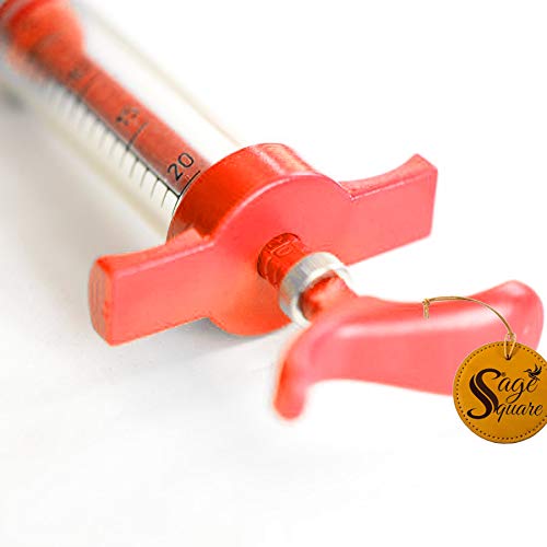 Sage Square Adjustable Hand Feeding Syringe for Birds, Puppy, Kitten, Dog, Cat, Hamster (20 ml) (Orange)