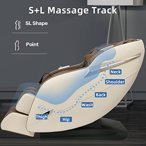 Massamax Full Body Massage Chair, Zero Gravity Recliner With Yoga Stretch, Sl Track, Airbags, Heating, And Foot Massage Beige #TOP4