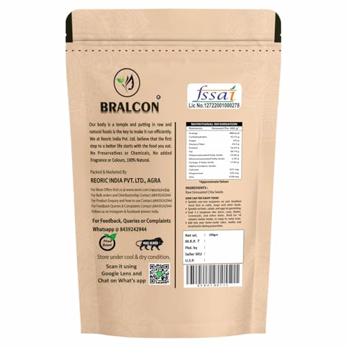 Image of BRALCON Raw Seeds Combo Pack - 400g | Flax Seeds - 200g, Chia Seeds - 100g, Pumpkin Seeds - 100g | Unroasted