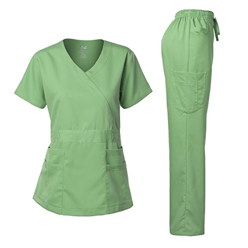 Dagacci Women's Scrub Set with Y-Neck Top and Pants