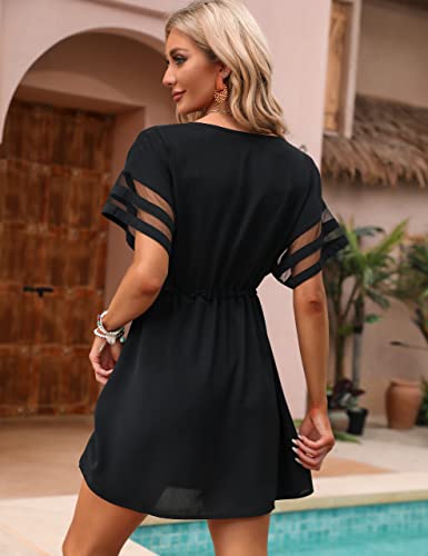 Bmjl Womens Swimsuit Coverup Chiffon Bathing Suit Cover Ups Shirt For Swimwear 2023 Summer Pool Swim Bikini Beach Dress (Black, S) #TOP2