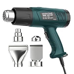 SEEKONE Heat Gun 1800W Heavy Duty Hot Air Gun Kit Dual Temperature Settings 752℉&1112℉ Overload Protection with 4…