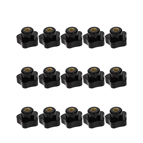 Othmro M8 Black Handle 40mm Star Knobs Grip Handle Diameter Brass Insert Female Thread Screw Type Clamping Knob 15pcs