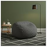 Bean Bag Chairs for Adults with Memory Foam Filling - 34' Large Faux Suede Bean Bag Chair Sofa, Ergonomic Lazy Lounger with Back Support & Armrest, Comfy Floor Seating (Grey)