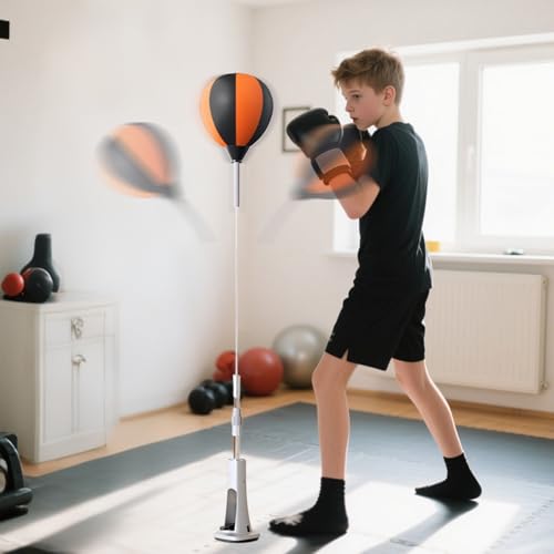 DzpKrka Reflex - Saco de Boxeo de pie, Saco de Boxeo de pie, de perforación con Soporte, Saco de Boxeo Estable con Base Ajustable en Altura para Fitness, Entrenamiento, Garaje, Gimnasio en casa - imagen 4