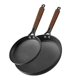 LAMFO Cast Iron Skillets, 8 Inch 12 Inch Non Stick Frying Pans, 2 Piece Cookware Set Cast Iron Pans, Egg Pans Nonstick, Oven Safe Dishwasher Safe (8 & 12 Inch), Fathers Mothers Day Gifts