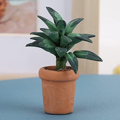 1/12 Scale Dollhouse Plants, Miniature Green Leaves Potted Decor for Dollhouse Living Room Bedroom, Resin Houseplant Accessories for Doll Lovers image 4