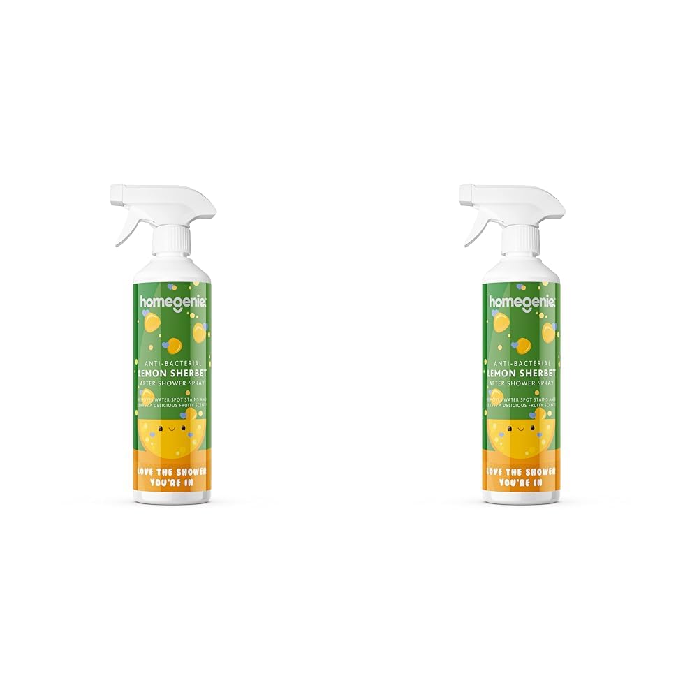 HomeGenieAnti-Bacterial After Shower Daily Cleaner | Spray and Leave | Lemon Sherbet Fragrance | 500ml, 500 ml (Pack of 2)