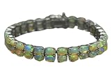 925 Sterling Silver Genuine Oval Ethiopian Fire Opal Tennis Bracelet Gift Jewelry