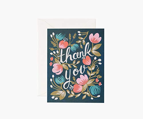Thank You Midnight Garden Notecards by Rifle Paper Co. -- Set of 8 Cards and Envelopes