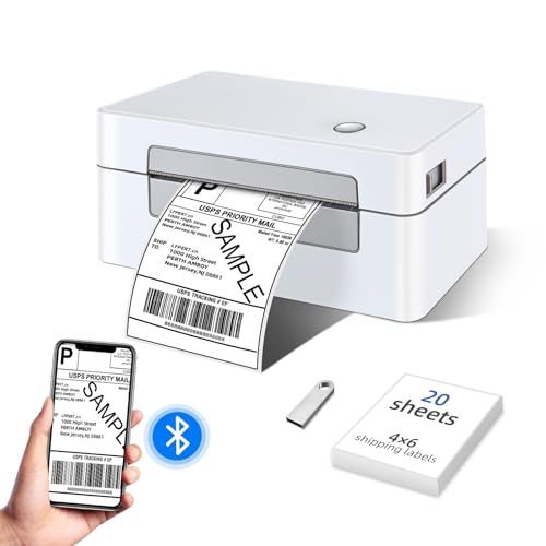 vretti Thermal Label Printer 4x6 for Shipping & Postage, Royal Mail, Vinted, Amazon, USB & Bluetooth Label Machine (40-110mm), No Ink & Ultra-Durable Print Head