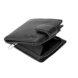 Wallets Mens Slim RFID Blocking Genuine Leather with Zip Coin Pocket, Banknote Compartments, Card Holders Pouch ID Window. Wallet for Men with Gift Box