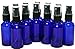 1 OZ Blue Boston Round Glass Bottle W/Black Sprayers - Pack of 12