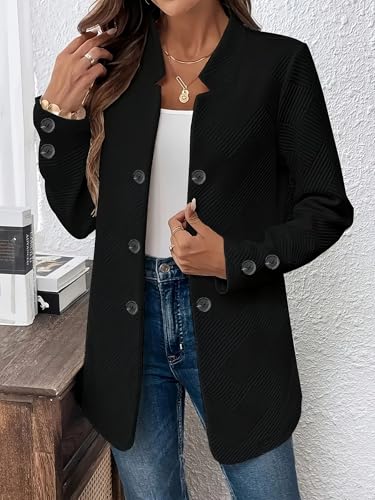 Women's Long Blazers Business Casual Open Front Notch Lapel Cardigan Jackets Fall Fashion Coats with Pockets3