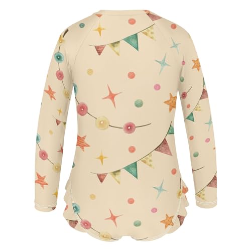 Ribbons Gifts Girls Swimsuit One Piece Rash Guard Girls' Swimwear Long Sleeve Swimsuits for Girl Size 3-12T3