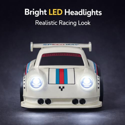 Image of Remote Control Racing Car for Kids | Mini RC Drift with LED Lights | 3 Mode Smart RC - Remote Control, Follow & Escape Mode (3+ Years) (White Escape Car)